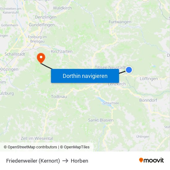 Friedenweiler (Kernort) to Horben map