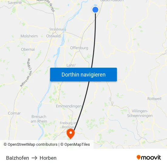 Balzhofen to Horben map