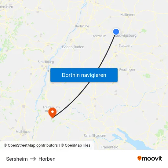 Sersheim to Horben map