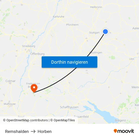 Remshalden to Horben map