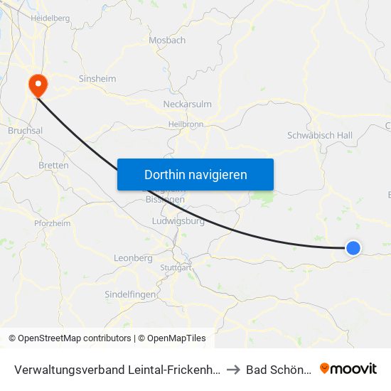 Verwaltungsverband Leintal-Frickenhofer Höhe to Bad Schönborn map