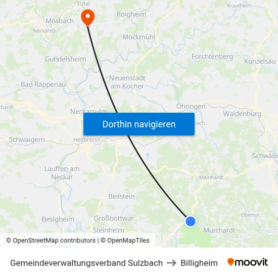 Gemeindeverwaltungsverband Sulzbach to Billigheim map