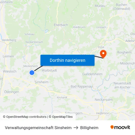 Verwaltungsgemeinschaft Sinsheim to Billigheim map