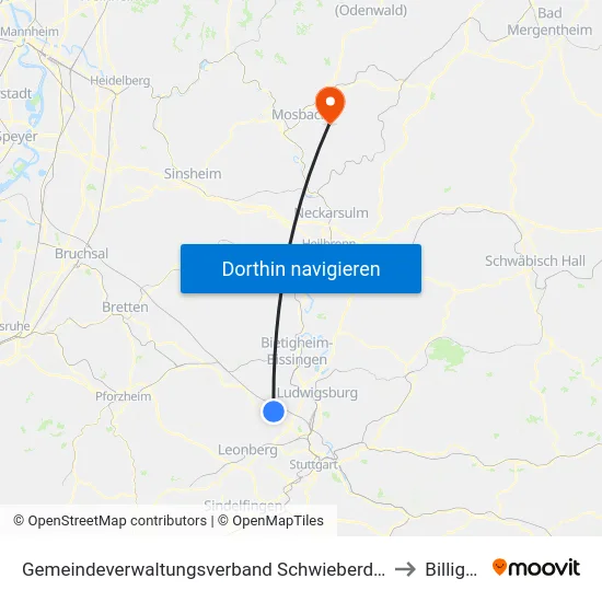 Gemeindeverwaltungsverband Schwieberdingen-Hemmingen to Billigheim map