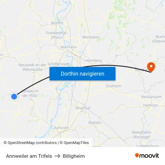 Annweiler am Trifels to Billigheim map