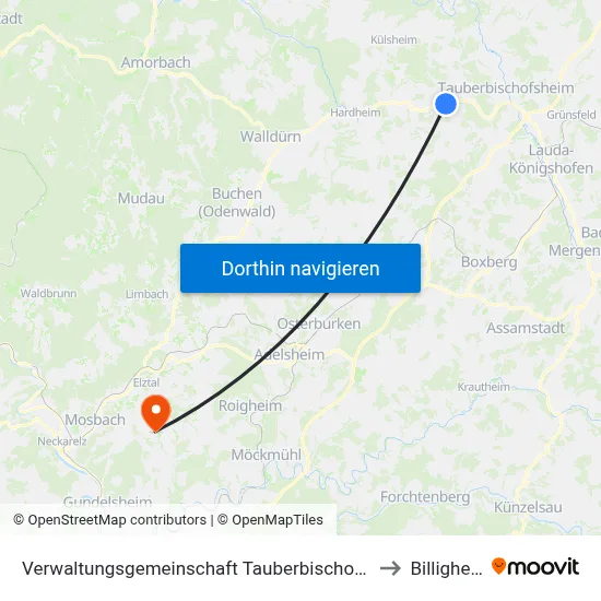 Verwaltungsgemeinschaft Tauberbischofsheim to Billigheim map