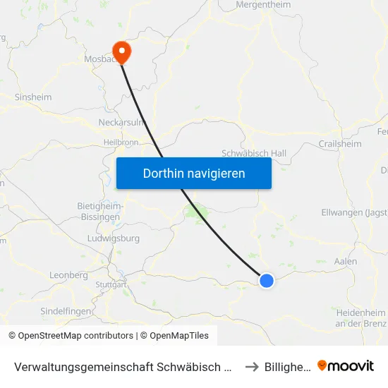 Verwaltungsgemeinschaft Schwäbisch Gmünd to Billigheim map