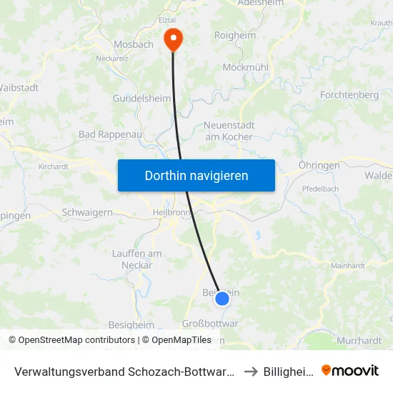 Verwaltungsverband Schozach-Bottwartal to Billigheim map
