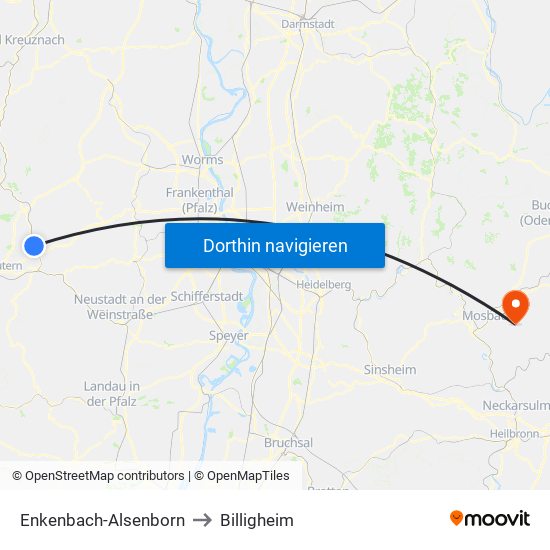 Enkenbach-Alsenborn to Billigheim map