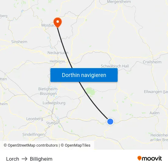 Lorch to Billigheim map