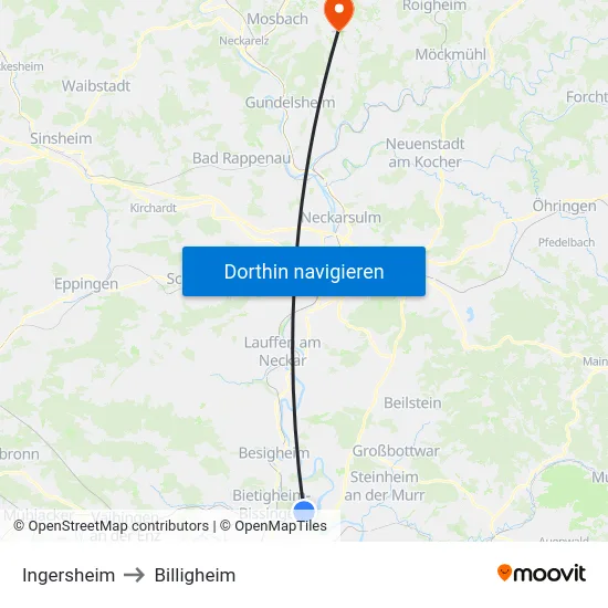 Ingersheim to Billigheim map