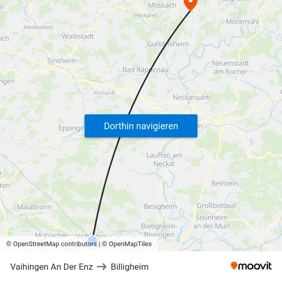 Vaihingen An Der Enz to Billigheim map
