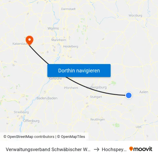 Verwaltungsverband Schwäbischer Wald to Hochspeyer map