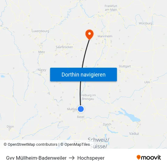 Gvv Müllheim-Badenweiler to Hochspeyer map