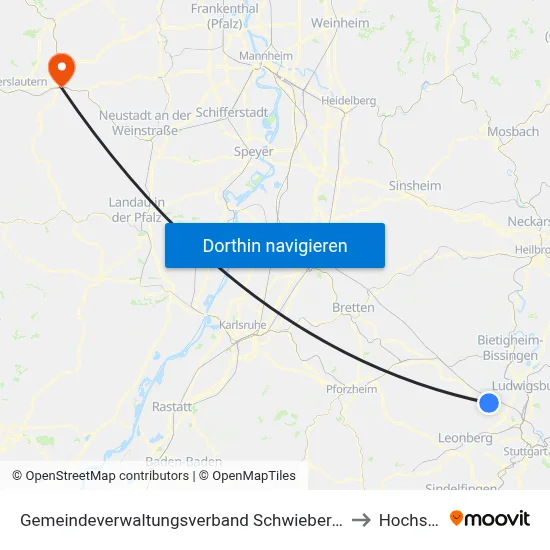 Gemeindeverwaltungsverband Schwieberdingen-Hemmingen to Hochspeyer map