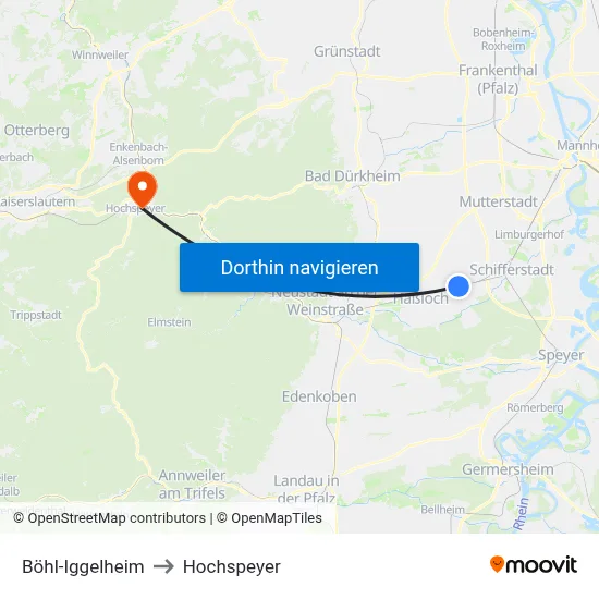 Böhl-Iggelheim to Hochspeyer map