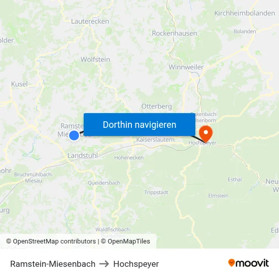 Ramstein-Miesenbach to Hochspeyer map