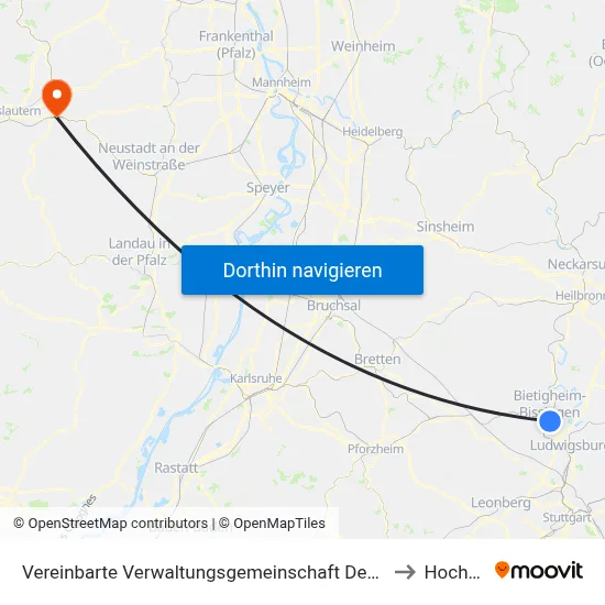 Vereinbarte Verwaltungsgemeinschaft Der Stadt Bietigheim-Bissingen to Hochspeyer map