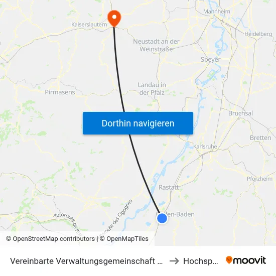 Vereinbarte Verwaltungsgemeinschaft Sinzheim to Hochspeyer map