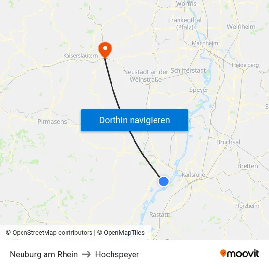 Neuburg am Rhein to Hochspeyer map