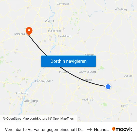 Vereinbarte Verwaltungsgemeinschaft Der Stadt Göppingen to Hochspeyer map