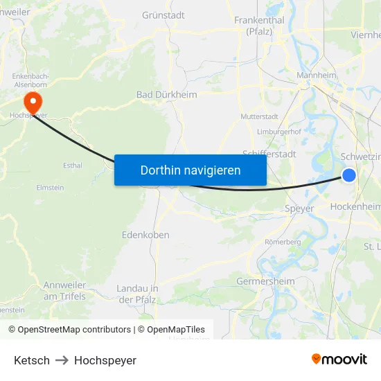 Ketsch to Hochspeyer map