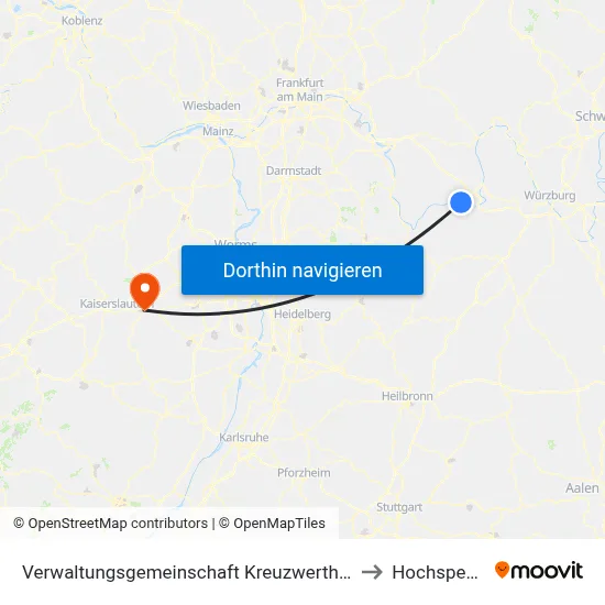 Verwaltungsgemeinschaft Kreuzwertheim to Hochspeyer map