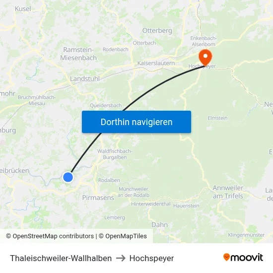 Thaleischweiler-Wallhalben to Hochspeyer map