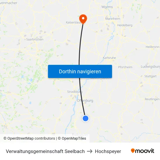 Verwaltungsgemeinschaft Seelbach to Hochspeyer map
