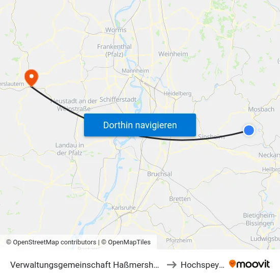 Verwaltungsgemeinschaft Haßmersheim to Hochspeyer map