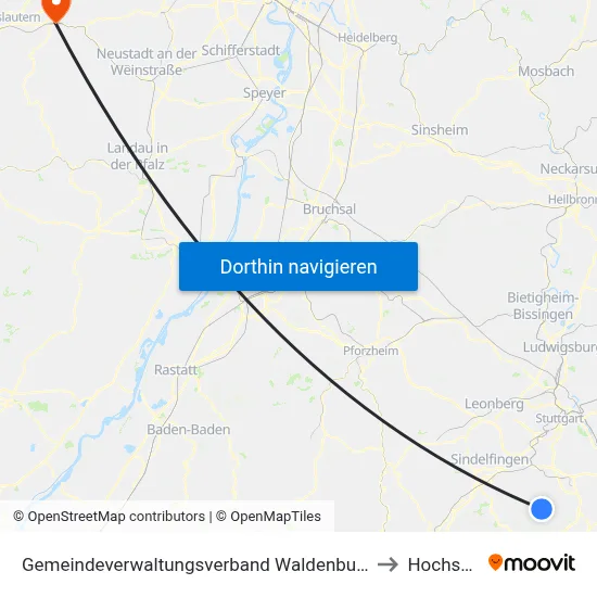 Gemeindeverwaltungsverband Waldenbuch/Steinenbronn to Hochspeyer map