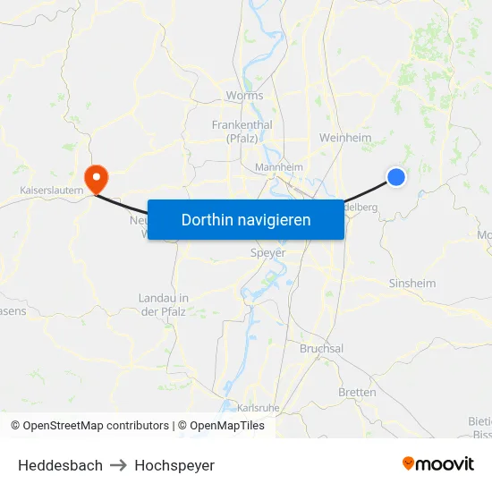 Heddesbach to Hochspeyer map