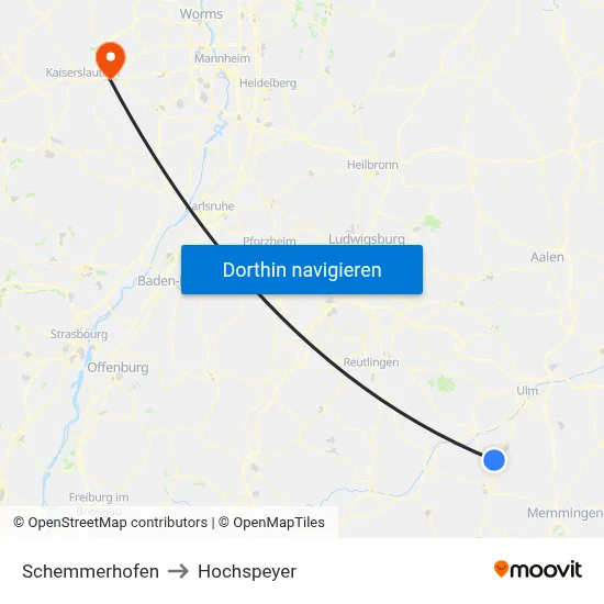 Schemmerhofen to Hochspeyer map