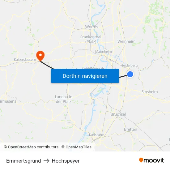 Emmertsgrund to Hochspeyer map