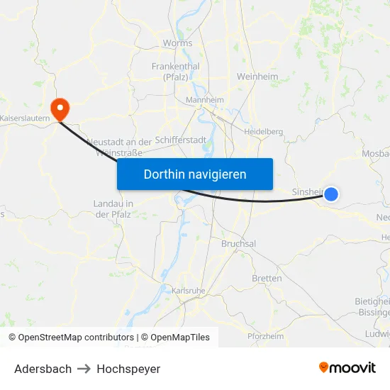Adersbach to Hochspeyer map