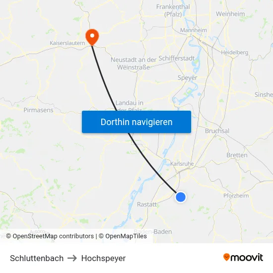 Schluttenbach to Hochspeyer map