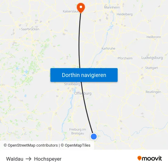 Waldau to Hochspeyer map
