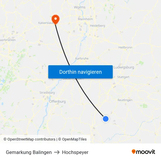 Gemarkung Balingen to Hochspeyer map