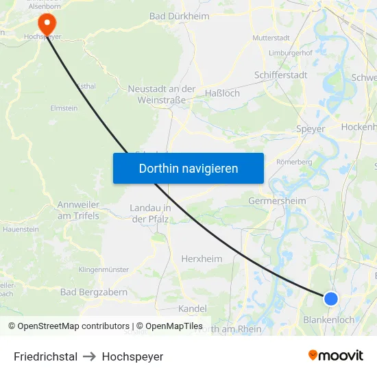 Friedrichstal to Hochspeyer map