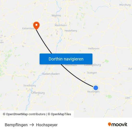 Bempflingen to Hochspeyer map