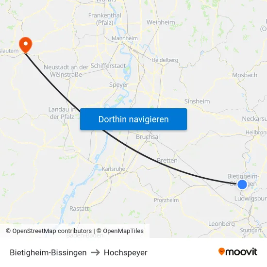 Bietigheim-Bissingen to Hochspeyer map