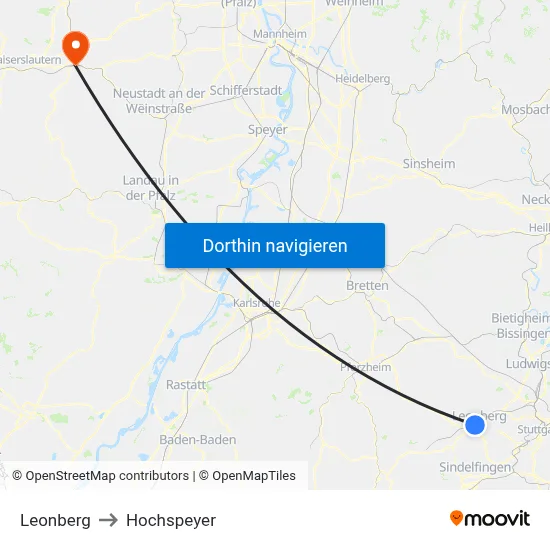 Leonberg to Hochspeyer map