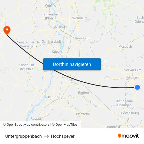 Untergruppenbach to Hochspeyer map
