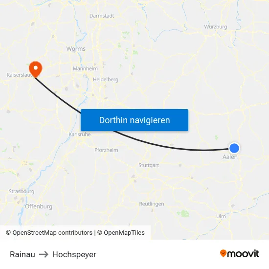 Rainau to Hochspeyer map