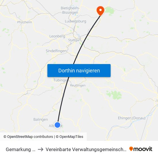 Gemarkung Tailfingen to Vereinbarte Verwaltungsgemeinschaft Der Stadt Backnang map