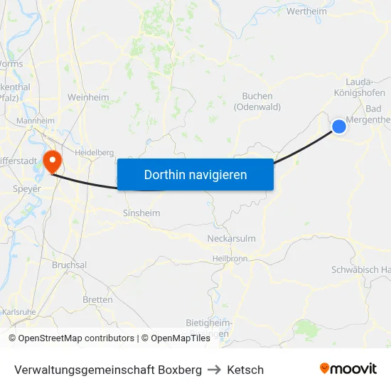 Verwaltungsgemeinschaft Boxberg to Ketsch map