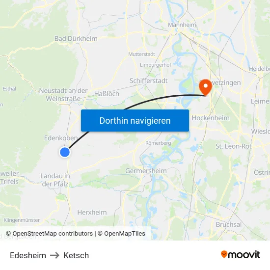 Edesheim to Ketsch map
