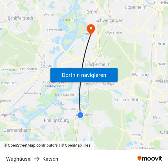 Waghäusel to Ketsch map