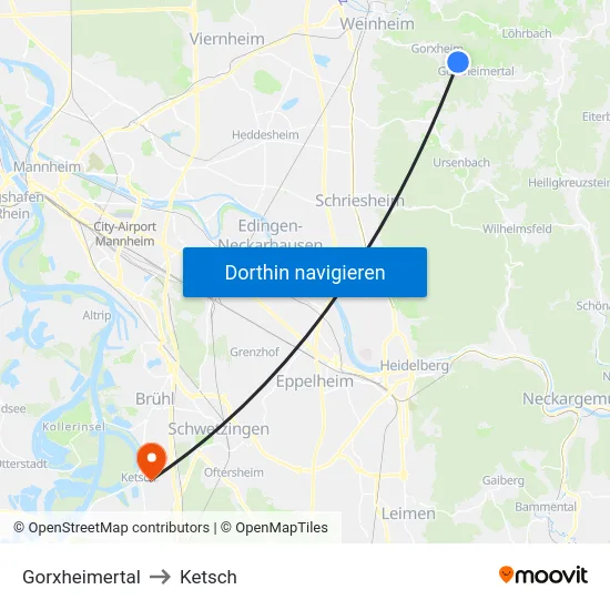 Gorxheimertal to Ketsch map