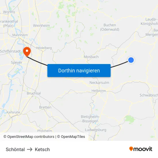 Schöntal to Ketsch map